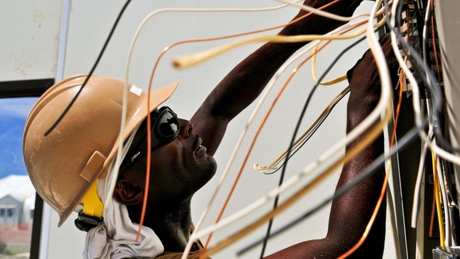 electrician working on wires